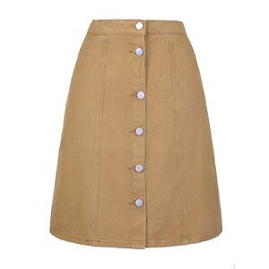 Denim Short Button Down Jeans Skirts Brown